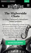 How thehighersidechats.com looks like on a mobile device such as an iPhone.