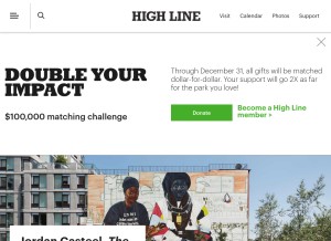 How thehighline.org looks like on a tablet such as an iPad.