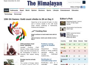 How thehimalayantimes.com looks like on a tablet such as an iPad.
