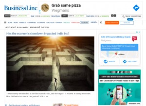 How thehindubusinessline.com looks like on a tablet such as an iPad.