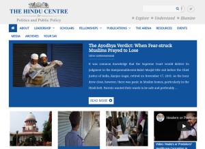 How thehinducentre.com looks like on a tablet such as an iPad.