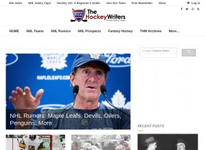 How thehockeywriters.com looks like on a tablet such as an iPad.