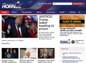 How thehornnews.com looks like on a tablet such as an iPad.