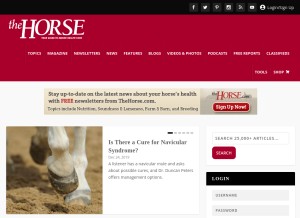 How thehorse.com looks like on a tablet such as an iPad.