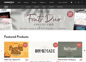 How thehungryjpeg.com looks like on a tablet such as an iPad.