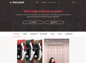How thehunt.com looks like on a tablet such as an iPad.