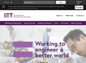 How theiet.org looks like on a tablet such as an iPad.
