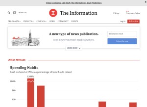 How theinformation.com looks like on a tablet such as an iPad.