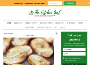 How thekitchengirl.com looks like on a tablet such as an iPad.