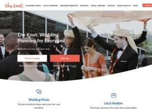How theknot.com looks like on a tablet such as an iPad.
