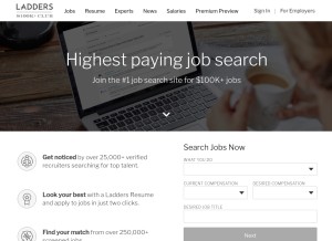 How theladders.com looks like on a tablet such as an iPad.