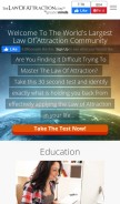 How thelawofattraction.com looks like on a mobile device such as an iPhone.
