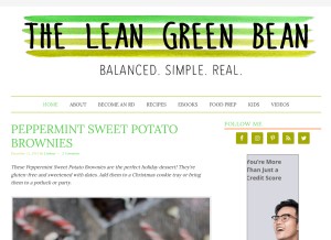How theleangreenbean.com looks like on a tablet such as an iPad.