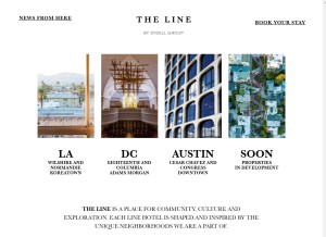 How thelinehotel.com looks like on a tablet such as an iPad.