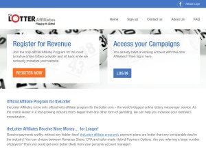 How thelotter-affiliates.com looks like on a tablet such as an iPad.