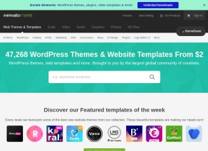 How themeforest.net looks like on a tablet such as an iPad.