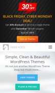 How themehorse.com looks like on a mobile device such as an iPhone.