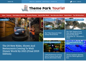 How themeparktourist.com looks like on a tablet such as an iPad.