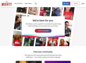 How themighty.com looks like on a tablet such as an iPad.