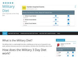 How themilitarydiet.com looks like on a tablet such as an iPad.