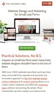 How themodernfirm.com looks like on a mobile device such as an iPhone.