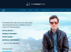 How themodestman.com looks like on a tablet such as an iPad.
