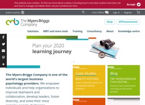 How themyersbriggs.com looks like on a tablet such as an iPad.