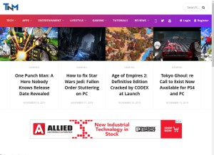 How thenerdmag.com looks like on a tablet such as an iPad.
