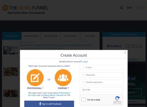 How thenewsfunnel.com looks like on a tablet such as an iPad.