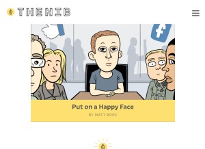 How thenib.com looks like on a tablet such as an iPad.