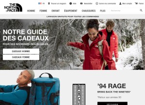 How thenorthface.com looks like on a tablet such as an iPad.