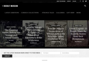 How theoccultmuseum.com looks like on a tablet such as an iPad.