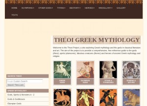 How theoi.com looks like on a tablet such as an iPad.