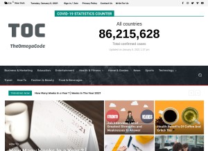 How theomegacode.com looks like on a tablet such as an iPad.