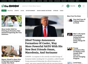 How theonion.com looks like on a tablet such as an iPad.