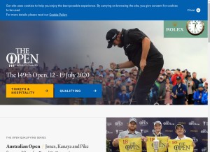 How theopen.com looks like on a tablet such as an iPad.