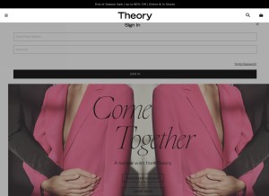 How theory.com looks like on a tablet such as an iPad.