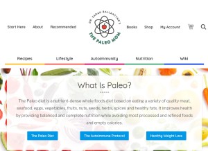 How thepaleomom.com looks like on a tablet such as an iPad.
