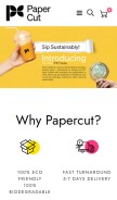 How thepapercutshop.com looks like on a mobile device such as an iPhone.