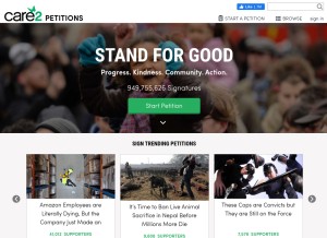 How thepetitionsite.com looks like on a tablet such as an iPad.
