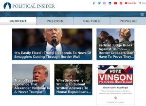 How thepoliticalinsider.com looks like on a tablet such as an iPad.