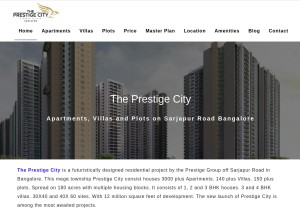 How theprestigecity.gen.in looks like on a tablet such as an iPad.