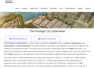 How theprestigecityhyd.in looks like on a tablet such as an iPad.