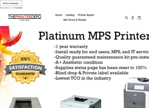 How theprinterdepo.com looks like on a tablet such as an iPad.