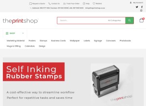 How theprintshop.co.za looks like on a tablet such as an iPad.