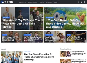 How thequiz.com looks like on a tablet such as an iPad.