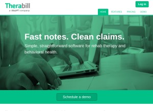 How therabill.com looks like on a tablet such as an iPad.