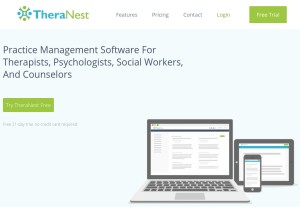 How theranest.com looks like on a tablet such as an iPad.