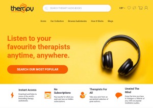 How therapyaudiobooks.com looks like on a tablet such as an iPad.