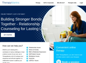 How therapymantra.uk looks like on a tablet such as an iPad.